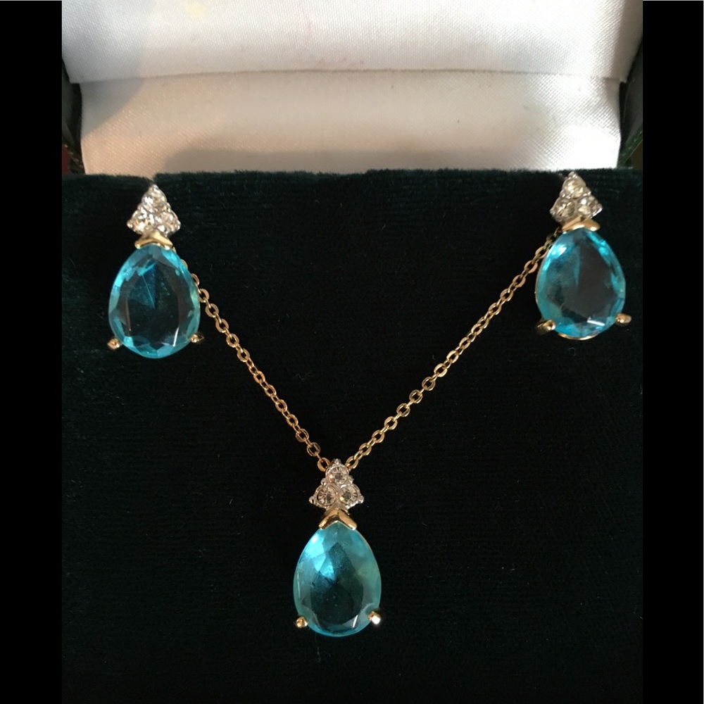 Genuine blue topaz and 14kt over silver set